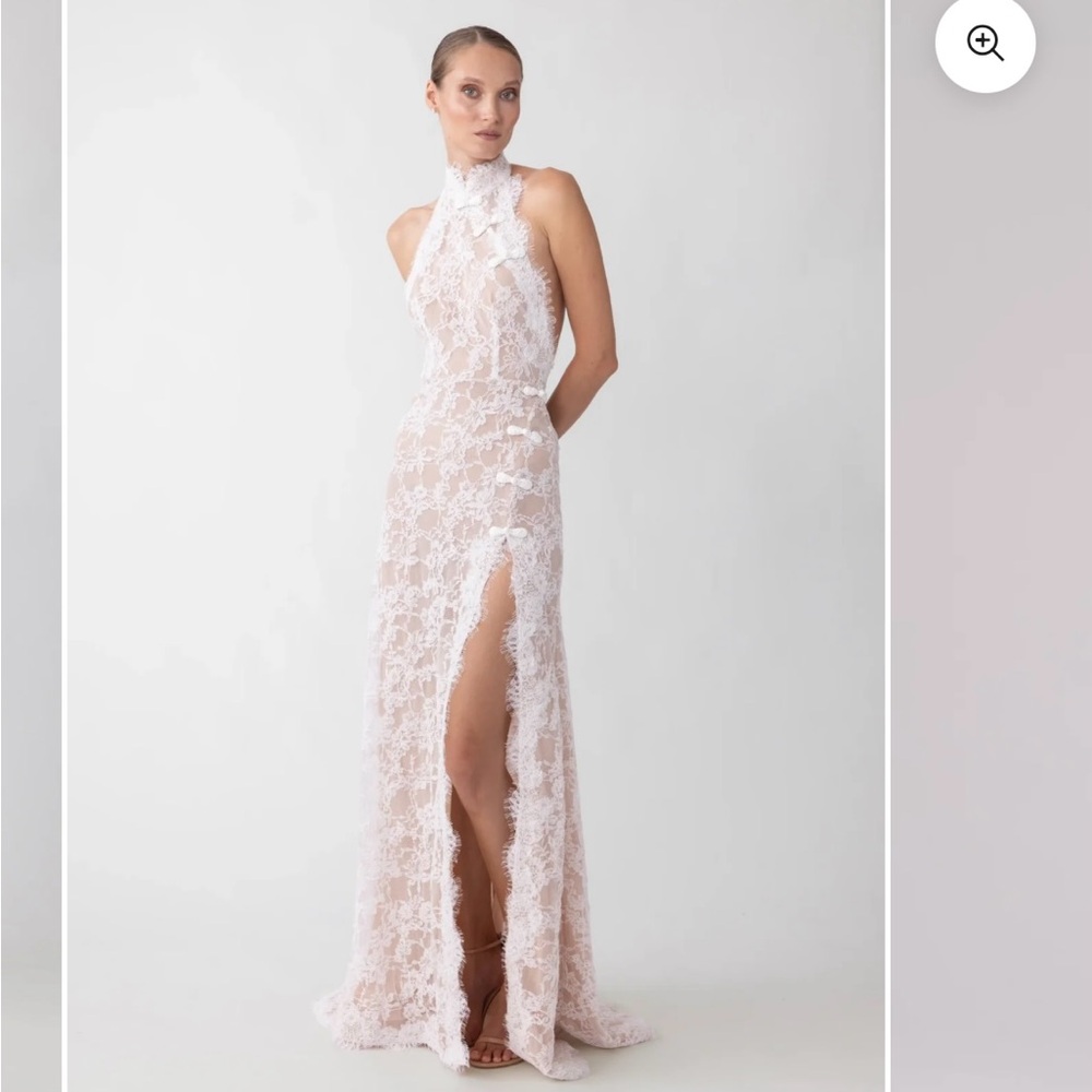 Sau Lee Reese White Lace Halter Dress